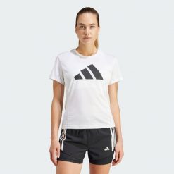 Koszulka Run It. Czarne bluzki damskie Adidas, s, bez wzorów, z materiału, sportowe, bez kołnierzyka, bez ramiączek. Za 139.00 zł.