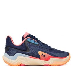 Buty do koszykówki Under Armour. Niebieskie buty sportowe męskie Under Armour, bez wzorów, bez zapięcia, do koszykówki. Za 399.99 zł.