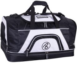 BRUBAKER torba sportowa 52 L - z przegrodą na mokre rzeczy i buty - czarno-biała. Białe torby na ramię męskie X2, z materiału, na ramię, duże. Za 188.99 zł.