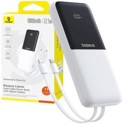 Powerbank Baseus 10000 mAh 22,5W USB-C USB-A wbudowane kable USB-C Lightning. Białe powerbanki Baseus. Za 79.90 zł.