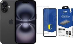 Smartfon Apple iPhone 16 256GB Black (MYEE3) + FlexibleGlass. Czarne smartfony Apple. Za 4,085.00 zł.