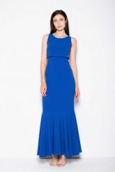 Niebieska Wieczorowa Maxi Sukienka z Nakładką. Niebieskie sukienki damskie Venaton, xl, bez wzorów, z elastanu, wizytowe, bez kołnierzyka, bez ramiączek, maxi. Za 299.00 zł.