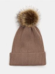 Prążkowana czapka beanie - beżowy. Brązowe czapki damskie Sinsay, bez wzorów, prążkowane. Za 19.99 zł.