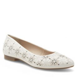 Baleriny Lasocki. Białe balerinki damskie Lasocki, bez wzorów, bez obcasa, bez zapięcia. Za 169.99 zł.