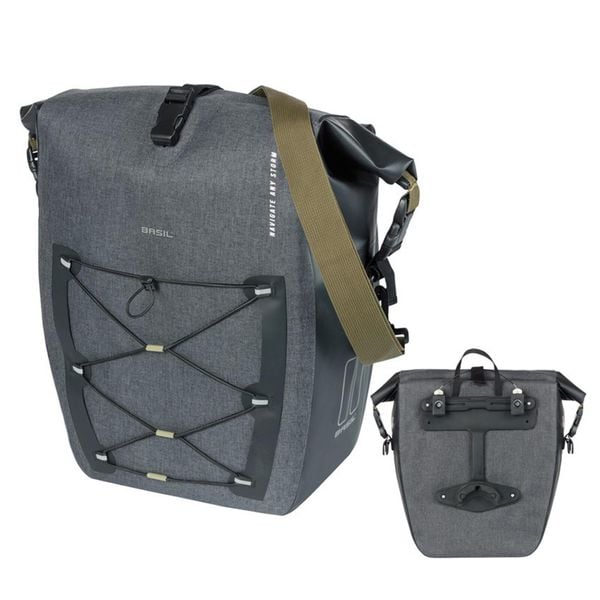 Duża torba na ramę Basil Navigator Storm. Czarne torby na laptopa damskie BASIL, bez wzorów, z materiału. Za 355.95 zł.