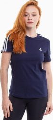 Adidas Koszulka damska adidas Essentials Slim 3-Stripes Tee granatowa IM2791 XS. Bluzki damskie Adidas, xs, bez wzorów, bez kołnierzyka, bez ramiączek. Za 114.39 zł.
