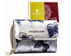 Portfel skórzany Peterson PTN 423229-BF srebrny. Szare portfele damskie Peterson, ze skóry. Za 57.99 zł.