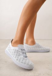 Niebieskie Tenisówki z Ażurową Cholewką Tidella. Niebieskie trampki i tenisówki damskie Born2be, w ażurowe wzory, z jeansu, bez zapięcia. Za 69.99 zł.