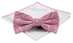 Mucha Męska z Poszetką (Zestaw) - Chattier - Wzór Orientalny, Różowa. Czerwone krawaty i muchy Chattier, bez wzorów, eleganckie. Za 59.00 zł.