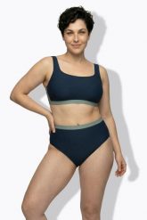 Damskie Bikini faktura w muszelki miękkie miseczki regulowane ramiączka. Niebieskie stroje kąpielowe damskie Ulla Popken, plus size, bez wzorów, z elastanu. Za 191.99 zł.
