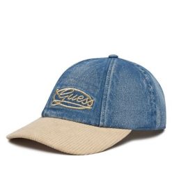 Czapka z daszkiem Guess. Niebieskie czapki damskie Guess, z aplikacjami. Za 159.99 zł.
