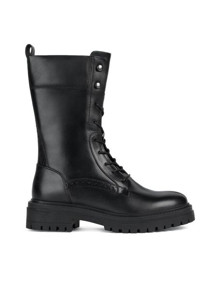 Geox Trzewiki D Iridea D36HRE 00043 C9999 Czarny. Czarne botki damskie Geox, bez wzorów, ze skóry, bez obcasa, na płaskiej podeszwie, bez zapięcia. Za 749.99 zł.