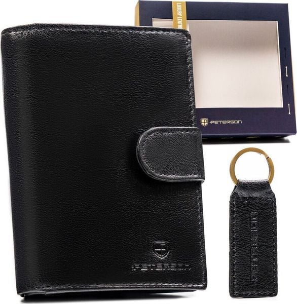 Peterson Zestaw Prezentowy: Elegancki, Skórzany Portfel Męski I Brelok. Portfele męskie Peterson, bez wzorów. Za 154.00 zł.