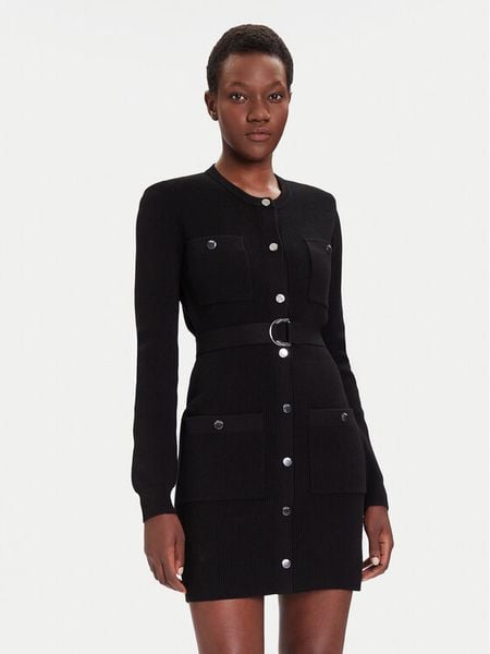 Liu Jo Sukienka dzianinowa MF5371 MS99E Czarny Slim Fit. Czarne sukienki damskie Liu Jo, xl, bez wzorów, z dzianiny, bez kołnierzyka, bez ramiączek. Za 629.99 zł.