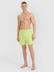 4F Spodenki plażowe męskie - zielone XXL. Zielone szorty męskie 4F, bez wzorów, z materiału, wakacyjne. W wyprzedaży za 59.99 zł.