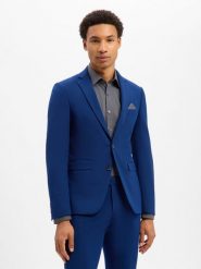 Finshley & Harding marynarka od garnituru modułowego Mężczyźni Slim Fit Sztuczne włókno niebieski, 90. Niebieskie garnitury męskie Finshley & Harding, m, bez wzorów, z włókna, bez kołnierzyka, bez ramiączek. Za 699.95 zł.