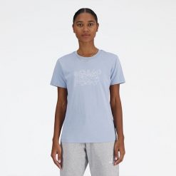 Koszulka damska New Balance WT41912LAY – niebieska. Niebieskie koszulki sportowe damskie New Balance, s, bez wzorów, z bawełny, bez ramiączek. Za 49.99 zł.