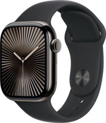 Smartwatch Apple Watch 10 GPS + Cellular 42mm Slate Titanium S/M Czarny (MWXG3QF/A). Czarne zegarki smartwatch Apple, bez wzorów. Za 3,124.06 zł.