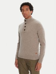 Barbour Sweter Patch Half Zip MKN0585ST51 Beżowy Regular Fit. Brązowe swetry męskie Barbour, m, bez wzorów, z wełny, bez kołnierzyka, bez ramiączek. Za 629.99 zł.
