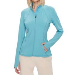 Kurtka sportowa Damska Skechers. Niebieskie kurtki sportowe damskie Skechers, bez wzorów, bez ramiączek, bez kaptura. Za 205.99 zł.