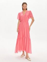 Haveone Sukienka letnia AFF-L013 Różowy Regular Fit. Czerwone sukienki damskie Haveone, na lato, l, bez wzorów, z wiskozy, bez kołnierzyka, bez ramiączek. Za 359.99 zł.