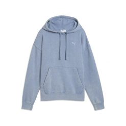 Damska bluza z kapturem Essentials Elevated o luźnym kroju z efektem sprania. Niebieskie bluzy damskie Puma, bez wzorów, sportowe, bez ramiączek, z kapturem. Za 265.91 zł.
