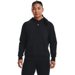 Bluza damska Under Armour Rival Fleece. Czarne bluzy damskie Under Armour, s, bez wzorów, z materiału, bez ramiączek, z kapturem. Za 254.35 zł.
