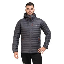 Kurtka puchowa męska Rab Microlight Alpine Jacket z kapturem. Niebieskie kurtki męskie RAB, m, bez wzorów, z puchu, sportowe, z kapturem. Za 701.99 zł.