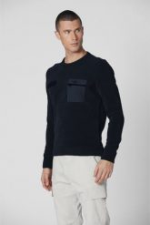 AERONAUTICA MILITARE Granatowy sweter męski 242MA1515L539. Niebieskie swetry męskie Aeronautica Militare, l, bez wzorów, bez kołnierzyka, bez ramiączek. W wyprzedaży za 589.99 zł.