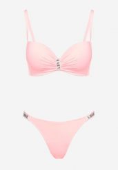 Jasnoróżowe Bikini z Usztywnianym Biustonoszem z Regulowanymi Ramiączkami Zdobione Cyrkoniami Sloella. Czerwone bikini Born2be, s, z aplikacjami. Za 39.99 zł.