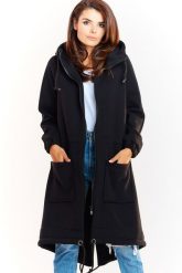 Ciepła długa bluza damska jak parka bawełna premium czarna. Czarne bluzy damskie Infinite You, l, bez wzorów, z bawełny, z kapturem. Za 319.00 zł.