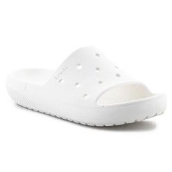Klapki Crocs Classic Slide v2 U 209401-100 białe. Białe klapki damskie na lato, bez wzorów, casualowe, bez obcasa, bez zapięcia. Za 239.37 zł.