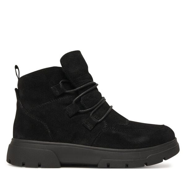 Trzewiki Caprice. Czarne botki damskie Caprice, bez wzorów, bez obcasa, na płaskiej podeszwie, bez zapięcia. Za 359.99 zł.