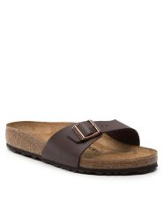 Birkenstock Klapki Madrid Bs 40391 Brązowy. Brązowe klapki damskie Birkenstock, bez wzorów, ze skóry, bez obcasa, bez zapięcia. Za 359.99 zł.