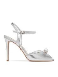 GINO ROSSI Sandały CEO-ROSE-LT2091-W Srebrny. Szare sandały damskie Gino Rossi, bez wzorów, ze skóry, bez obcasa, na szpilce, bez zapięcia. Za 399.99 zł.