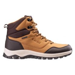 Buty trekkingowe Hi-Tec Hirol. Brązowe trekkingi męskie Hi-tec, z materiału, bez zapięcia. Za 438.34 zł.