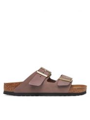 Birkenstock Klapki Arizona 1029428 Fioletowy. Fioletowe klapki damskie Birkenstock, bez wzorów, z nubiku, bez obcasa, bez zapięcia. Za 539.99 zł.