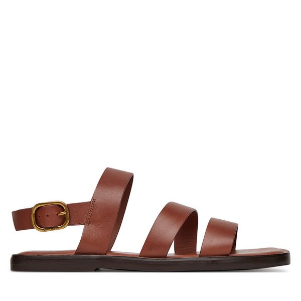 Sandały GINO ROSSI. Brązowe sandały damskie Gino Rossi, bez wzorów, bez obcasa, na płaskiej podeszwie, bez zapięcia. Za 188.99 zł.