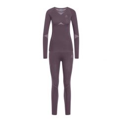 Komplet bielizny termoaktywnej damskiej ODLO Fundamentals Performance Warm. Fioletowe bielizna sportowa damska ODLO, l, bez wzorów. Za 309.99 zł.