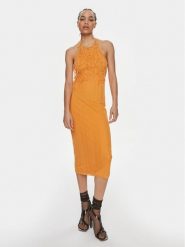 Patrizia Pepe Sukienka koktajlowa 2A2735/K186-R824 Pomarańczowy Slim Fit. Brązowe sukienki damskie Patrizia Pepe, bez wzorów, z wiskozy, wizytowe, bez kołnierzyka, bez ramiączek. Za 1,409.00 zł.