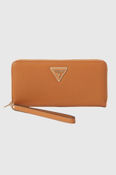 GUESS Brązowy duży portfel damski Laurel. Brązowe portfele damskie Guess, ze skóry ekologicznej. W wyprzedaży za 195.99 zł.