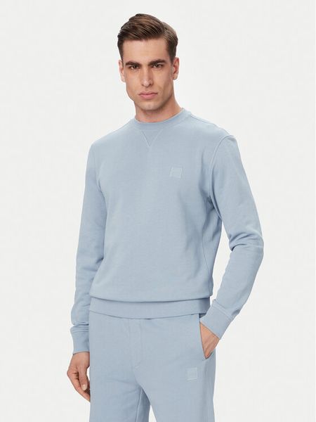 BOSS Bluza Westart 50509323 Niebieski Regular Fit. Niebieskie bluzy męskie Boss, m, bez wzorów, z bawełny, bez ramiączek, bez kaptura. Za 324.99 zł.