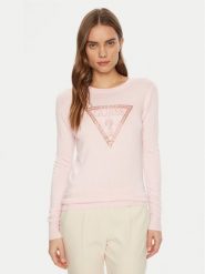 Guess Bluzka W5RR39 Z2NQ2 Różowy Regular Fit. Czerwone bluzki damskie Guess, s, z aplikacjami, z wiskozy, bez kołnierzyka, bez ramiączek. Za 229.99 zł.