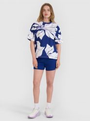 4F Spodenki dresowe z dzianiny waflowej damskie - granatowe XL. Niebieskie szorty damskie 4F, bez wzorów, z bawełny, sportowe. W wyprzedaży za 49.99 zł.