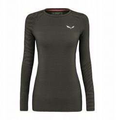 Bluza termoaktywna damska Salewa Cristallo Warm Amr L/S Tee - dark olive. Zielone bielizna sportowa damska Salewa, l, bez wzorów, bez ramiączek, bez kaptura. Za 498.91 zł.