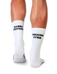 Skarpety Kolarskie Słaba Psycha. Białe skarpetki damskie LUXA, bez wzorów, z elastanu. Za 49.90 zł.