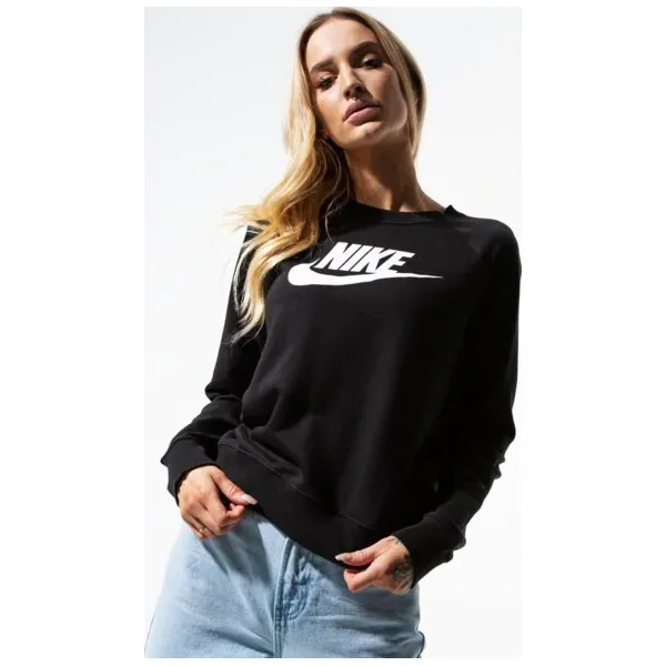 Nike Bluza W Nsw Essntl Crew Flc Hbr , czarny, rozmiar XS. Czarne bluzy damskie Nike, s, bez wzorów, z bawełny, bez ramiączek, bez kaptura. Za 179.99 zł.