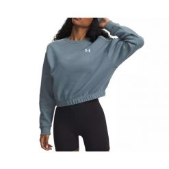 Bluza Damska UA Rival Fleece Piped Crew 6007035-587. Niebieskie bluzy damskie Under Armour, bez wzorów, wizytowe, bez ramiączek, bez kaptura. Za 129.99 zł.