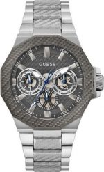 Zegarek Guess Zegarek męski Guess GW0636G1 srebrny. Szare zegarki męskie Guess, z aplikacjami, srebrne. Za 999.00 zł.