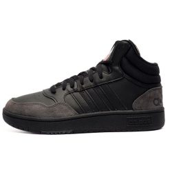 Buty lifestyle męskie Adidas Hoops 3.0 Mid HP7939. Czarne buty sportowe męskie Adidas, bez wzorów, bez zapięcia. Za 249.00 zł.